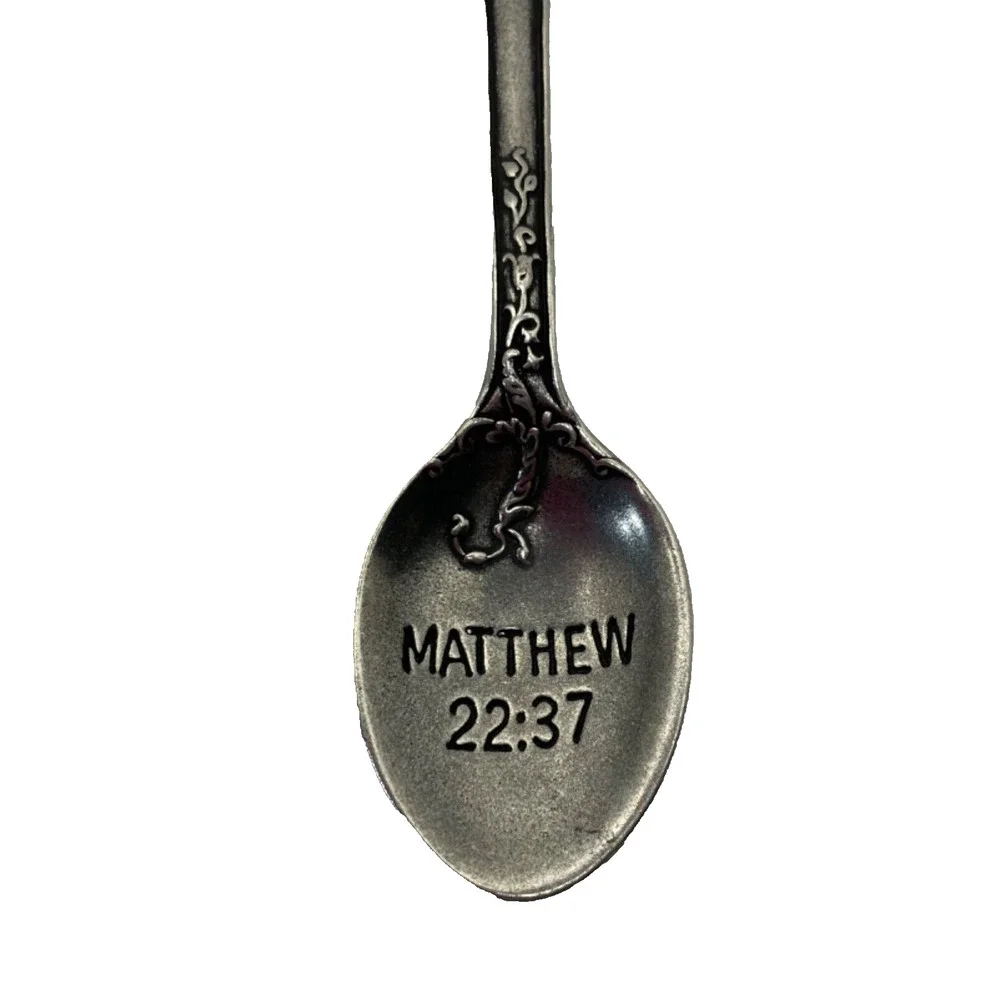 VINTAGE ANTIQUE Mary Martha Collectible Spoon Matthew 22:37